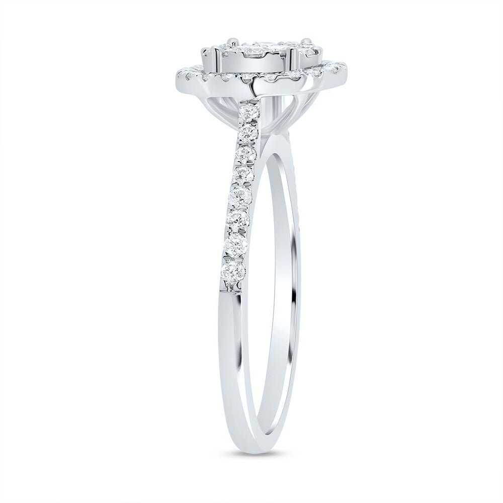 10K White Gold Round Diamond Women's Oval Bridal Wedding Engagement Ring 1/2 Cttw - Splendid Jewellery