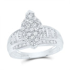 10K White Gold Round Diamond Women's Oval Cluster Bridal Wedding Engagement Ring 1 Cttw - Splendid Jewellery