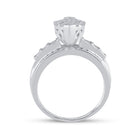 10K White Gold Round Diamond Women's Oval Cluster Bridal Wedding Engagement Ring 1 Cttw - Splendid Jewellery