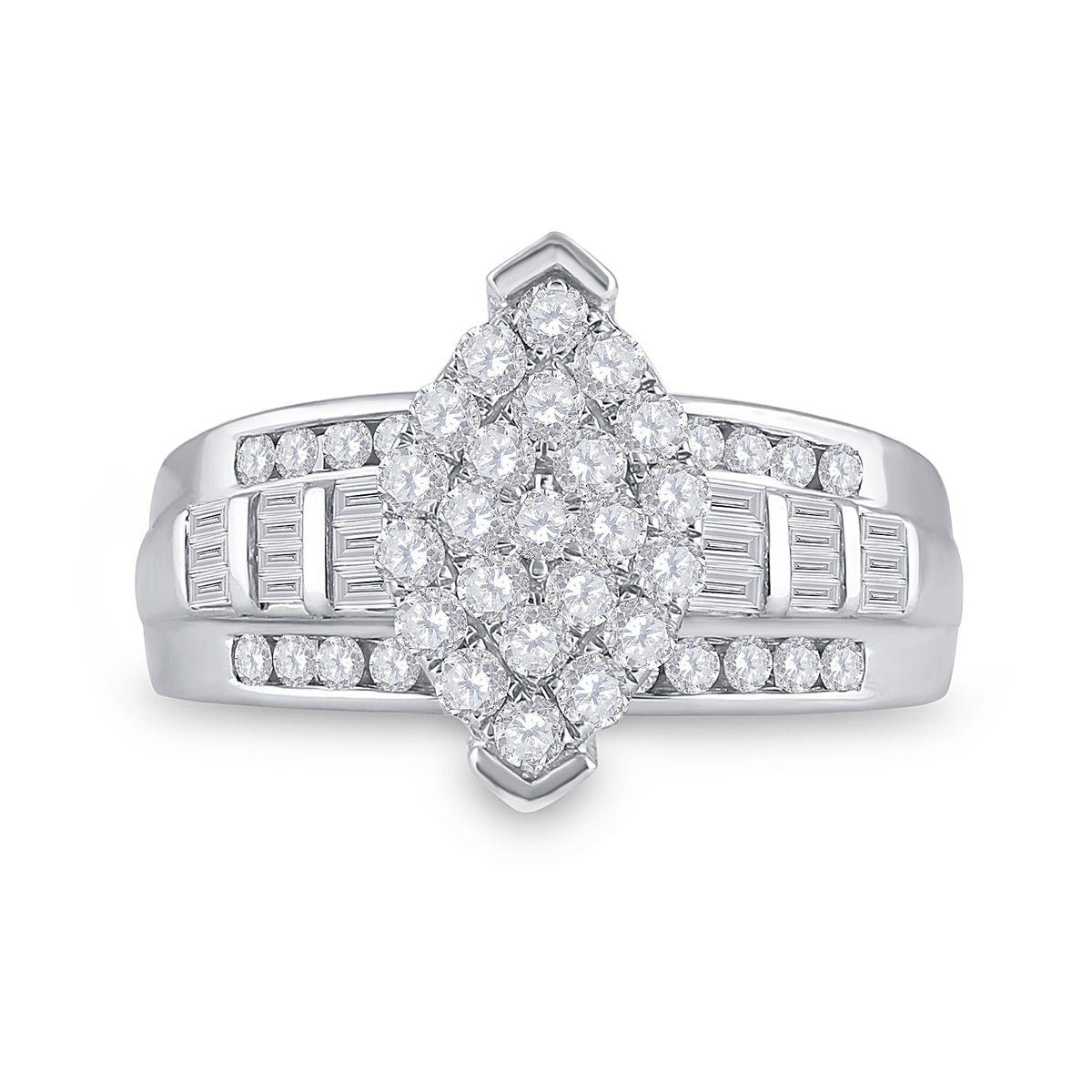 10K White Gold Round Diamond Women's Oval Cluster Bridal Wedding Engagement Ring 1 Cttw - Splendid Jewellery
