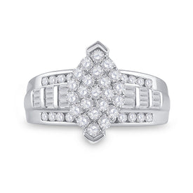 10K White Gold Round Diamond Women's Oval Cluster Bridal Wedding Engagement Ring 1 Cttw - Splendid Jewellery
