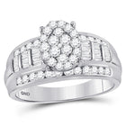 10K White Gold Round Diamond Women's Oval Cluster Bridal Wedding Engagement Ring 1 Cttw - Splendid Jewellery
