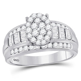 10K White Gold Round Diamond Women's Oval Cluster Bridal Wedding Engagement Ring 1 Cttw - Splendid Jewellery