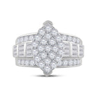 10K White Gold Round Diamond Women's Oval Cluster Bridal Wedding Engagement Ring 2 Cttw - Splendid Jewellery