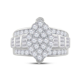 10K White Gold Round Diamond Women's Oval Cluster Bridal Wedding Engagement Ring 2 Cttw - Splendid Jewellery
