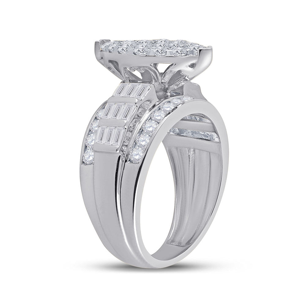 10K White Gold Round Diamond Women's Oval Cluster Bridal Wedding Engagement Ring 2 Cttw - Splendid Jewellery