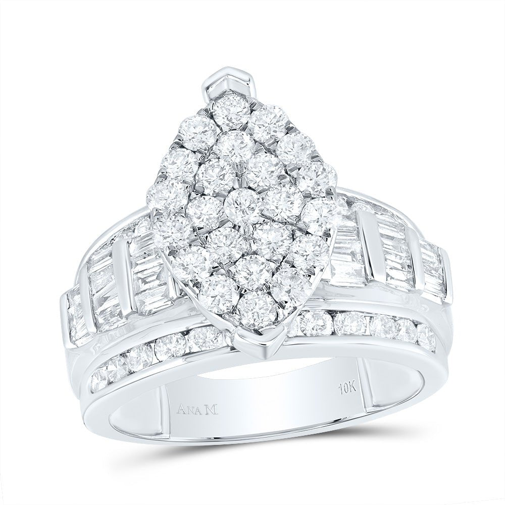 10K White Gold Round Diamond Women's Oval Cluster Bridal Wedding Engagement Ring 2 Cttw - Splendid Jewellery