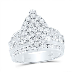 10K White Gold Round Diamond Women's Oval Cluster Bridal Wedding Engagement Ring 2 Cttw - Splendid Jewellery