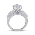 10K White Gold Round Diamond Women's Oval Cluster Bridal Wedding Engagement Ring 2 Cttw - Splendid Jewellery