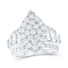 10K White Gold Round Diamond Women's Oval Cluster Bridal Wedding Engagement Ring 3 Cttw - Splendid Jewellery