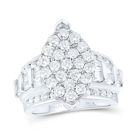 10K White Gold Round Diamond Women's Oval Cluster Bridal Wedding Engagement Ring 3 Cttw - Splendid Jewellery