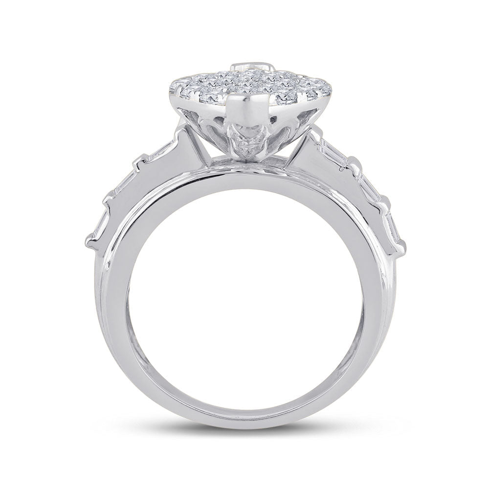 10K White Gold Round Diamond Women's Oval Cluster Bridal Wedding Engagement Ring 3 Cttw - Splendid Jewellery
