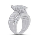 10K White Gold Round Diamond Women's Oval Cluster Bridal Wedding Engagement Ring 3 Cttw - Splendid Jewellery