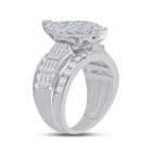 10K White Gold Round Diamond Women's Oval Cluster Bridal Wedding Engagement Ring 3 Cttw - Splendid Jewellery