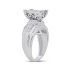 10K White Gold Round Diamond Women's Princess Cluster Bridal Wedding Engagement Ring 1 Cttw - Splendid Jewellery