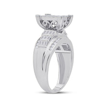 Load image into Gallery viewer, 10K White Gold Round Diamond Women's Princess Cluster Bridal Wedding Engagement Ring 1 Cttw - Splendid Jewellery
