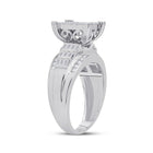 10K White Gold Round Diamond Women's Princess Cluster Bridal Wedding Engagement Ring 1 Cttw - Splendid Jewellery