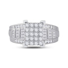 10K White Gold Round Diamond Women's Princess Cluster Bridal Wedding Engagement Ring 1 Cttw - Splendid Jewellery