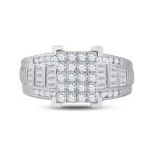 Load image into Gallery viewer, 10K White Gold Round Diamond Women's Princess Cluster Bridal Wedding Engagement Ring 1 Cttw - Splendid Jewellery