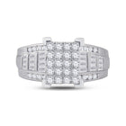 10K White Gold Round Diamond Women's Princess Cluster Bridal Wedding Engagement Ring 1 Cttw - Splendid Jewellery