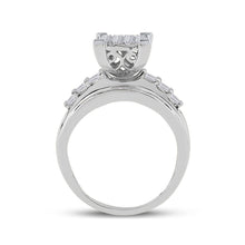 Load image into Gallery viewer, 10K White Gold Round Diamond Women's Princess Cluster Bridal Wedding Engagement Ring 1 Cttw - Splendid Jewellery