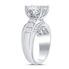 10K White Gold Round Diamond Women's Rectangle Cluster Bridal Wedding Engagement Ring 7/8 Cttw - Splendid Jewellery