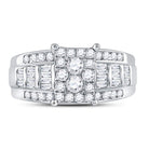 10K White Gold Round Diamond Women's Rectangle Cluster Bridal Wedding Engagement Ring 7/8 Cttw - Splendid Jewellery