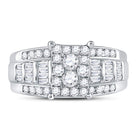 10K White Gold Round Diamond Women's Rectangle Cluster Bridal Wedding Engagement Ring 7/8 Cttw - Splendid Jewellery