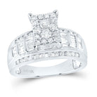 10K White Gold Round Diamond Women's Rectangle Cluster Bridal Wedding Engagement Ring 7/8 Cttw - Splendid Jewellery