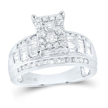Load image into Gallery viewer, 10K White Gold Round Diamond Women's Rectangle Cluster Bridal Wedding Engagement Ring 7/8 Cttw - Splendid Jewellery