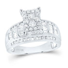 10K White Gold Round Diamond Women's Rectangle Cluster Bridal Wedding Engagement Ring 7/8 Cttw - Splendid Jewellery