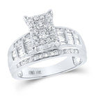 10K White Gold Round Diamond Women's Rectangle Cluster Bridal Wedding Engagement Ring 7/8 Cttw - Splendid Jewellery