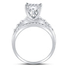 10K White Gold Round Diamond Women's Rectangle Cluster Bridal Wedding Engagement Ring 7/8 Cttw - Splendid Jewellery
