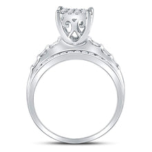 Load image into Gallery viewer, 10K White Gold Round Diamond Women's Rectangle Cluster Bridal Wedding Engagement Ring 7/8 Cttw - Splendid Jewellery