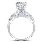 10K White Gold Round Diamond Women's Rectangle Cluster Bridal Wedding Engagement Ring 7/8 Cttw - Splendid Jewellery