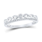 10K White Gold Round Diamond Women's Rolo Link Stackable Band Ring 1/12 Cttw - Splendid Jewellery