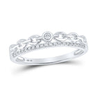 10K White Gold Round Diamond Women's Rolo Link Stackable Band Ring 1/12 Cttw - Splendid Jewellery