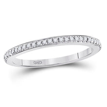 Load image into Gallery viewer, 10K White Gold Round Diamond Women's Single Row Stackable Band Ring 1/8 Cttw - Splendid Jewellery