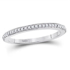 10K White Gold Round Diamond Women's Single Row Stackable Band Ring 1/8 Cttw - Splendid Jewellery