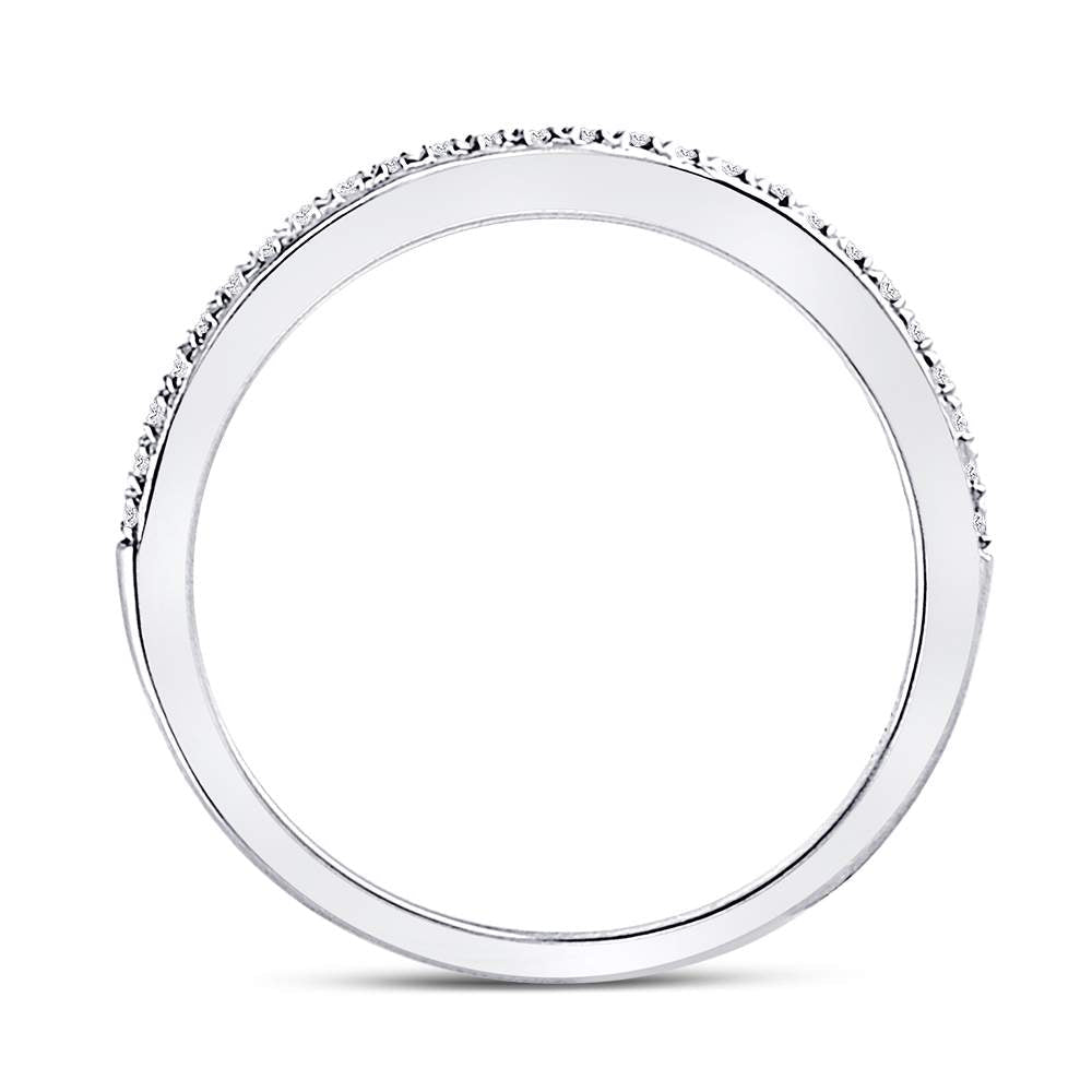 10K White Gold Round Diamond Women's Single Row Stackable Band Ring 1/8 Cttw - Splendid Jewellery