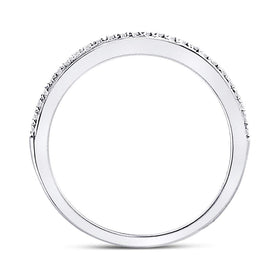 10K White Gold Round Diamond Women's Single Row Stackable Band Ring 1/8 Cttw - Splendid Jewellery