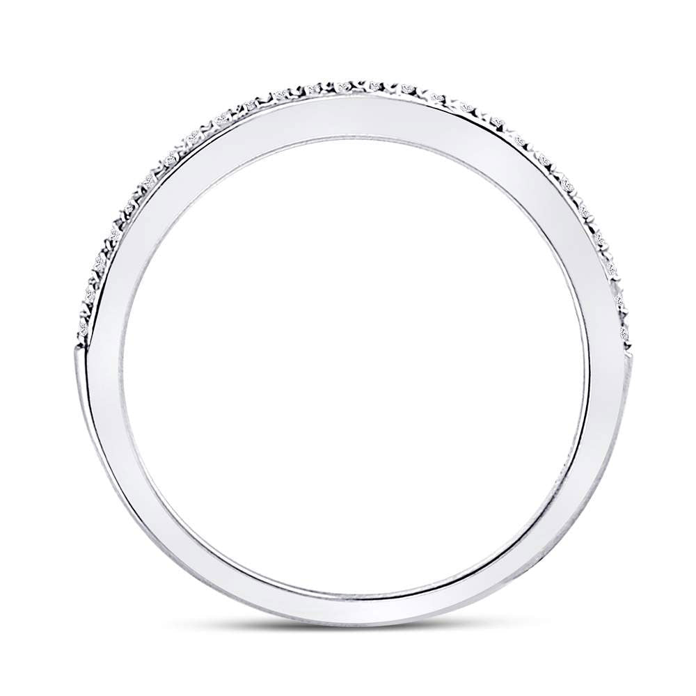 10K White Gold Round Diamond Women's Single Row Stackable Band Ring 1/8 Cttw - Splendid Jewellery