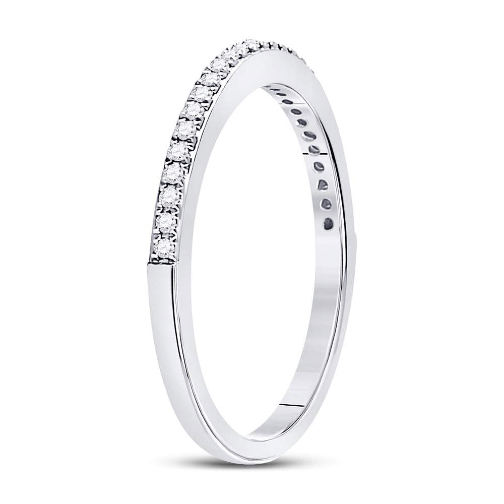 10K White Gold Round Diamond Women's Single Row Stackable Band Ring 1/8 Cttw - Splendid Jewellery