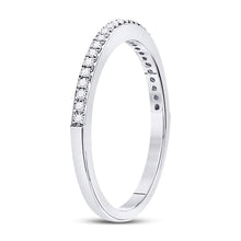 Load image into Gallery viewer, 10K White Gold Round Diamond Women's Single Row Stackable Band Ring 1/8 Cttw - Splendid Jewellery
