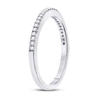 10K White Gold Round Diamond Women's Single Row Stackable Band Ring 1/8 Cttw - Splendid Jewellery