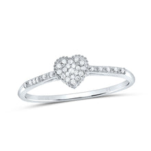 Load image into Gallery viewer, 10K White Gold Round Diamond Women's Slender Dainty Heart Ring 1/20 Cttw - Splendid Jewellery