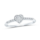 10K White Gold Round Diamond Women's Slender Dainty Heart Ring 1/20 Cttw - Splendid Jewellery
