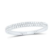 Load image into Gallery viewer, 10K White Gold Round Diamond Women's Slender Double Row Band 1/6 Cttw - Splendid Jewellery