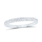 10K White Gold Round Diamond Women's Slender Double Row Band 1/6 Cttw - Splendid Jewellery