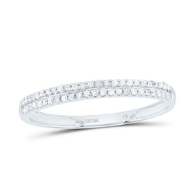 10K White Gold Round Diamond Women's Slender Double Row Band 1/6 Cttw - Splendid Jewellery